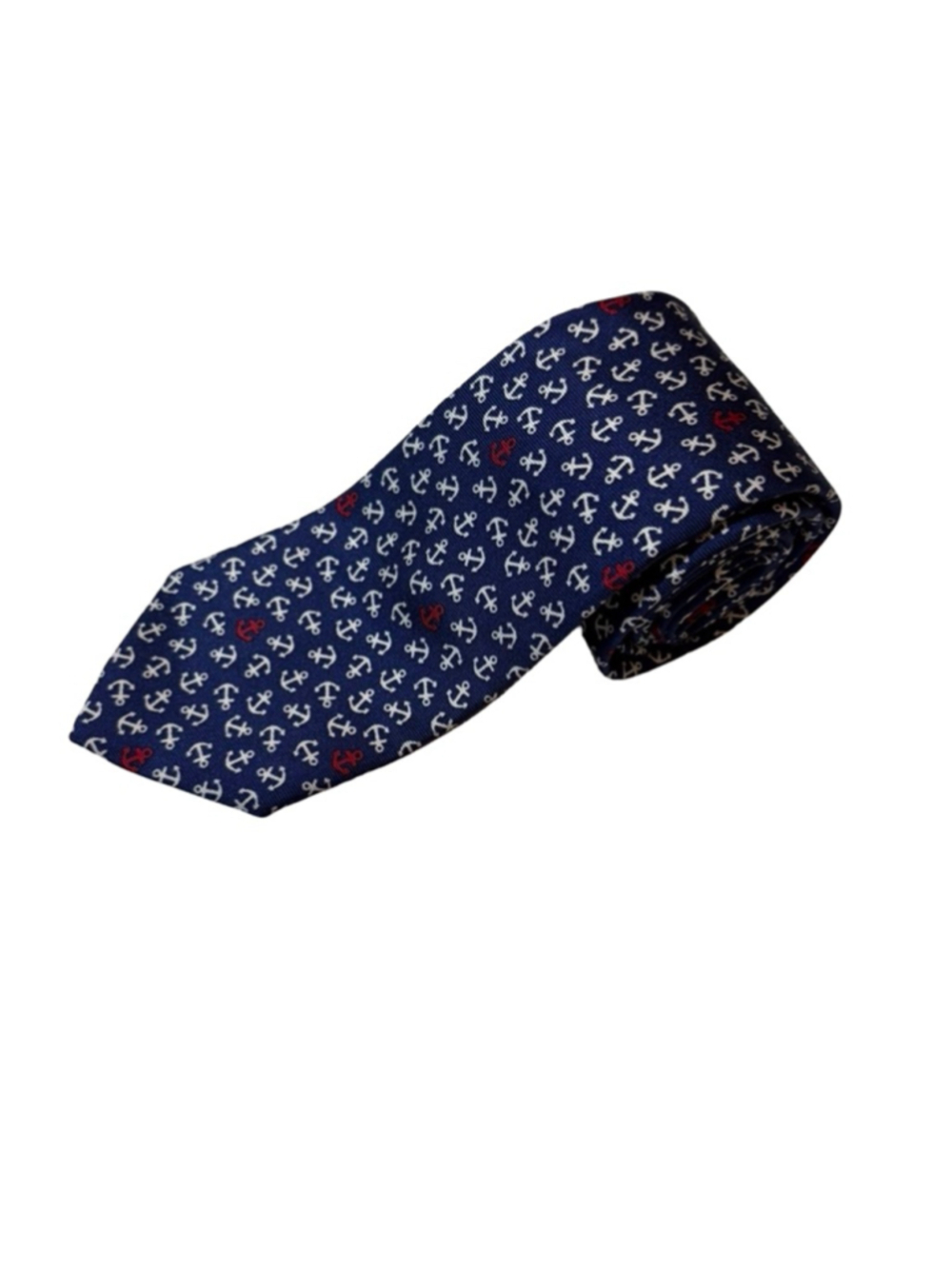 Brooks Brothers Fleece Anchor Print Silk Tie Navy Red Nautical Preppy